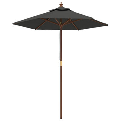 Berkfield Durable Garden Parasol With Wooden Pole Anthracite 196X231 Cm