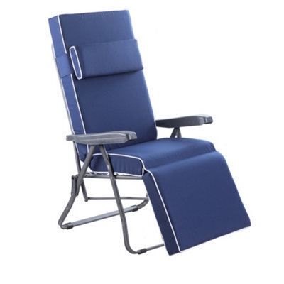 Alfresia Relaxer Chair With Navy Blue Luxury Thick Foam Filling, Charcoal Frame - image 1