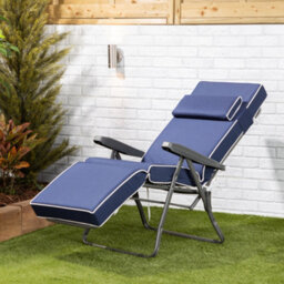 Alfresia Relaxer Chair With Navy Blue Luxury Thick Foam Filling, Charcoal Frame - thumbnail 2