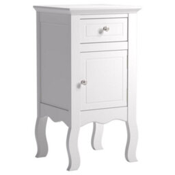 Living And Home White Country Style Wooden Night Stand Table With Drawer And Door - thumbnail 4