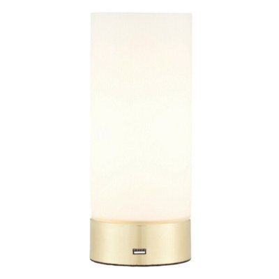 Touch Dimmable Table Lamp Brass & Frosted Glass Shade Modern Light Usb Charger - image 1