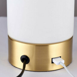 Touch Dimmable Table Lamp Brass & Frosted Glass Shade Modern Light Usb Charger - thumbnail 4