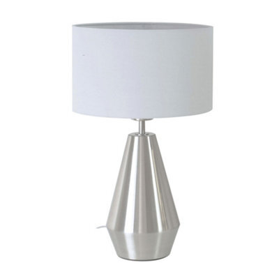 Valuelights Jax Silver Metal Touch Dimmer Table Lamp With Grey Drum Shade - Led Bulb Included - image 1