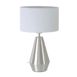 Valuelights Jax Silver Metal Touch Dimmer Table Lamp With Grey Drum Shade - Led Bulb Included - thumbnail 1