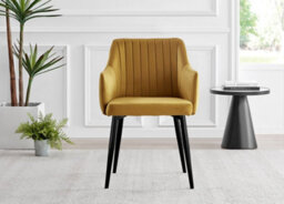 Furniturebox Uk 4 Seater Dining Set - Imperia White High Gloss Dining Table And Chairs - 4 Mustard Calla Black Leg Chairs - thumbnail 6