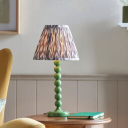 Luminosa Lighting Luminosa Higgledy Gloss Cotswold Green Paint Table Lamp With Pearl Grey Fabric Ikat Shade 25Cm E14 - thumbnail 2
