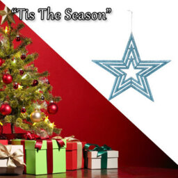 Christmas Tree Decoration Hanging Glitter Star Burst Ornament Ice Blue - thumbnail 6