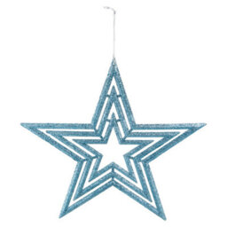 Christmas Tree Decoration Hanging Glitter Star Burst Ornament Ice Blue