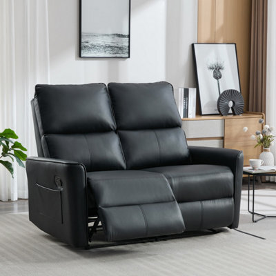More4Homes Madrid 2 Seater Manual Recliner Air Leather Sofa (Black) - image 1