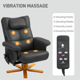 Homcom Massage Recliner Chair With Footstool And Hidden Storage, Black - thumbnail 4