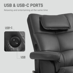 Homcom Massage Recliner Chair With Footstool And Hidden Storage, Black - thumbnail 7