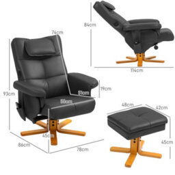 Homcom Massage Recliner Chair With Footstool And Hidden Storage, Black - thumbnail 3