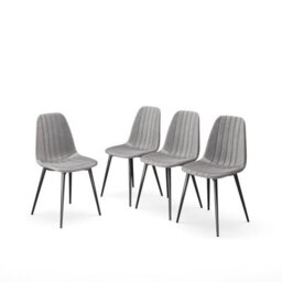 Urbn-Living Urbnliving Anti Stain Velvet Dining Chairs Padded Seat Metal Legs For Kitchen Office, 4Xgrey - thumbnail 5