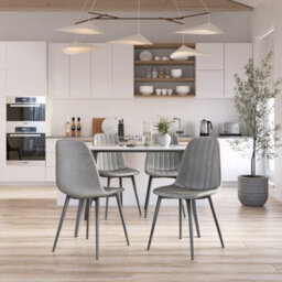 Urbn-Living Urbnliving Anti Stain Velvet Dining Chairs Padded Seat Metal Legs For Kitchen Office, 4Xgrey - thumbnail 1