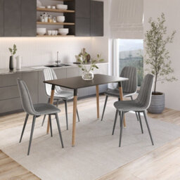 Urbn-Living Urbnliving Anti Stain Velvet Dining Chairs Padded Seat Metal Legs For Kitchen Office, 4Xgrey - thumbnail 3