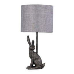 First Choice Lighting Henrietta Antique Gold Rabbit Table Lamp With Grey Linen Shade - thumbnail 2