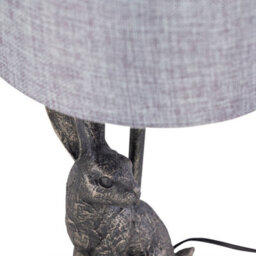 First Choice Lighting Henrietta Antique Gold Rabbit Table Lamp With Grey Linen Shade - thumbnail 4