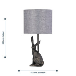 First Choice Lighting Henrietta Antique Gold Rabbit Table Lamp With Grey Linen Shade - thumbnail 8