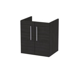 Nuie Hudson Reed Arno Wall Hung Vanity Unit, Durable 2 Soft Close Door Bathroom Sink Vanity Unit With Shelf In Charcoal Black, 500mm - thumbnail 1