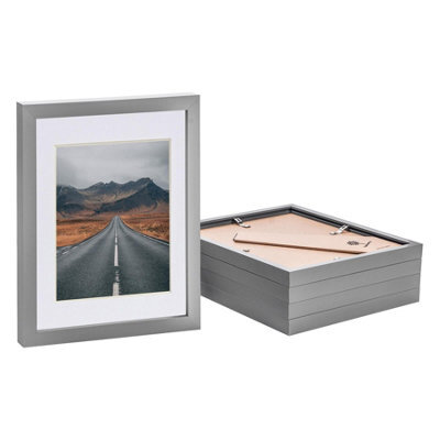 "Nicola Spring Photo Frames With 5"" X 7"" Mount - 8"" X 10"" - Grey/white - Pack Of 5" - image 1