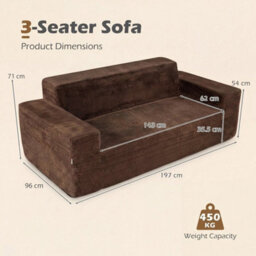 No Assembly Needed 3 Seat Fabric Sofa For Small Spaces And Apartment Lounge - thumbnail 2