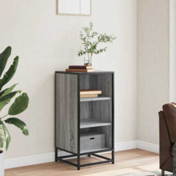Berkfield Sideboard Grey Sonoma 35.5X35X76 Cm Engineered Wood And Metal - thumbnail 3