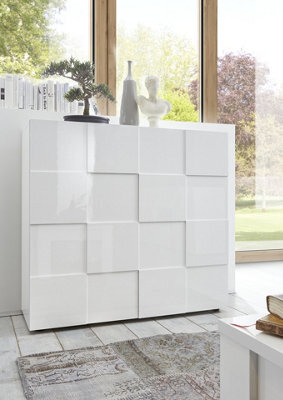 FurniComp LTD Furnicomp Lyon 2 Door White Gloss Tall Sideboard/highboard - image 1