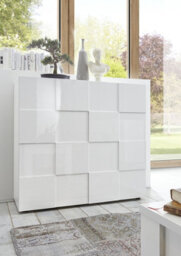 FurniComp LTD Furnicomp Lyon 2 Door White Gloss Tall Sideboard/highboard - thumbnail 1