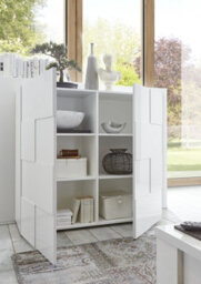 FurniComp LTD Furnicomp Lyon 2 Door White Gloss Tall Sideboard/highboard - thumbnail 2