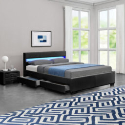 Harmin Designer Music Bed, Bluetooth, Speakers, Led Colour Changing Faux Leather Bed Frame (Black, Double 4Ft6) - thumbnail 2