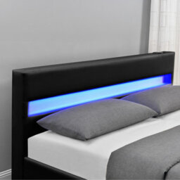 Harmin Designer Music Bed, Bluetooth, Speakers, Led Colour Changing Faux Leather Bed Frame (Black, Double 4Ft6) - thumbnail 4
