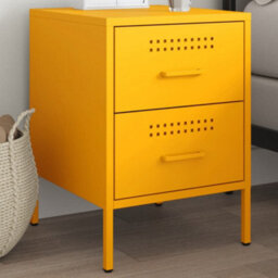 Berkfield Bedside Cabinet Mustard Yellow 36X39X50.5 Cm Steel - thumbnail 1