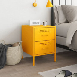 Berkfield Bedside Cabinet Mustard Yellow 36X39X50.5 Cm Steel - thumbnail 3