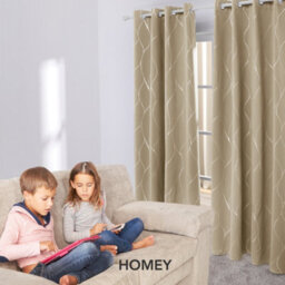 Deconovo Silver Wave Foil Printed Curtains Eyelet Curtains Blackout Thermal Insulated Curtains Taupe W66 X L72 Inch One Pair - thumbnail 8