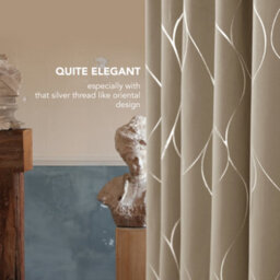 Deconovo Silver Wave Foil Printed Curtains Eyelet Curtains Blackout Thermal Insulated Curtains Taupe W66 X L72 Inch One Pair - thumbnail 3