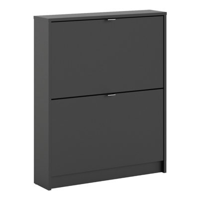 Furniture To Go Shoes Shoe Cabinet  W. 2 Tilting Doors And 1 Layer Matt Black - image 1