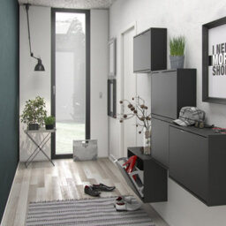 Furniture To Go Shoes Shoe Cabinet  W. 2 Tilting Doors And 1 Layer Matt Black - thumbnail 5