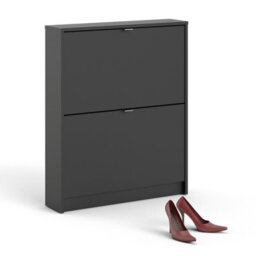Furniture To Go Shoes Shoe Cabinet  W. 2 Tilting Doors And 1 Layer Matt Black - thumbnail 4