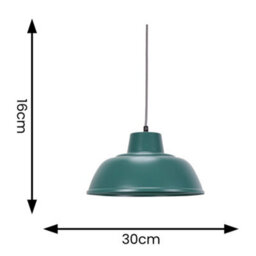 Valuelights Morris Teal Metal Hanging Pendant Ceiling Light Fitting For Living Room Kitchen - Led Bulb Included - thumbnail 6