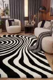 The Rugs Joli Black And White Striped Rug Soft Dense Pile Easy To Clean And Pet Friendly For Living Rooms And Bedrooms - thumbnail 4