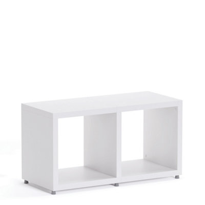 RB UK Boon 2 Cube Shelving Unit Eco-Friendly Bookcase Freestanding Heavy Duty White, Made In Austria (H)400mm (W)740mm (D)330mm