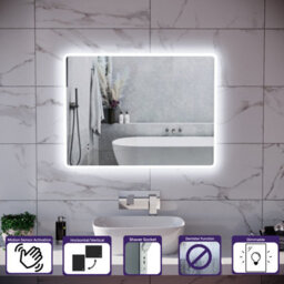 Nes Home 600 X 800mm Motion Sensor Bathroom Led Mirror Shaver Socket Demister - thumbnail 2