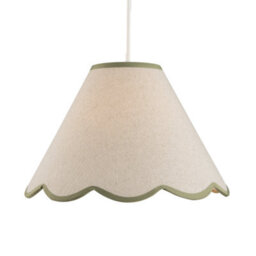 Happy Homewares Scallop Edge Natural Textured Linen Coolie Lamp Shade With Olive Trims - thumbnail 8