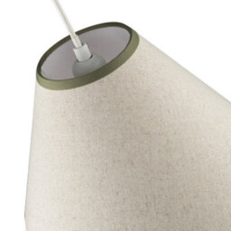 Happy Homewares Scallop Edge Natural Textured Linen Coolie Lamp Shade With Olive Trims - thumbnail 3