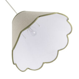 Happy Homewares Scallop Edge Natural Textured Linen Coolie Lamp Shade With Olive Trims - thumbnail 4