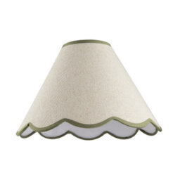 Happy Homewares Scallop Edge Natural Textured Linen Coolie Lamp Shade With Olive Trims - thumbnail 1