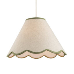 Happy Homewares Scallop Edge Natural Textured Linen Coolie Lamp Shade With Olive Trims - thumbnail 2