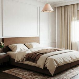 Happy Homewares Scallop Edge Natural Textured Linen Coolie Lamp Shade With Olive Trims - thumbnail 7