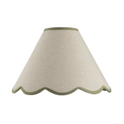 Happy Homewares Scallop Edge Natural Textured Linen Coolie Lamp Shade With Olive Trims - thumbnail 5