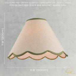 Happy Homewares Scallop Edge Natural Textured Linen Coolie Lamp Shade With Olive Trims - thumbnail 6